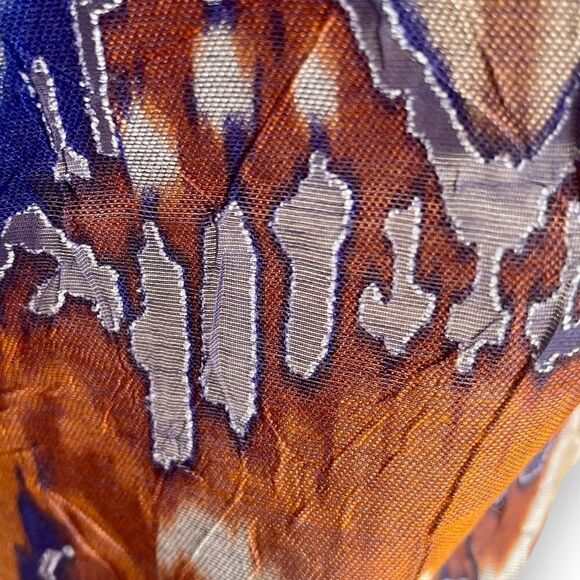 Ruby Rd Mesh Cutout Feather Ikat  Shell Button Flap Pocket Tab Sleeve Blouse - Picture 4 of 16